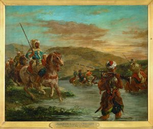 Fording a river in Morocco (obraz na płótnie) autorstwa Ferdinand Victor Eugene Delacroix