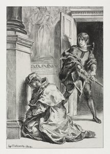 Hamlet: Hamlet próbuje zabić króla, 1843. autorstwa Ferdinand Victor Eugene Delacroix