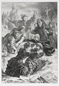 Hamlet: Hamlet i Laertes w grobie Ofelii, 1843. autorstwa Ferdinand Victor Eugene Delacroix