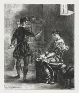 Hamlet: Hamlet i Ofelia, 1834. autorstwa Ferdinand Victor Eugene Delacroix