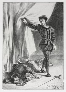 Hamlet: Hamlet i zwłoki Poloniusza, 1835. autorstwa Ferdinand Victor Eugene Delacroix