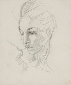 Head of Liberty (grafitowy ołówek na papierze) autorstwa Ferdinand Victor Eugene Delacroix