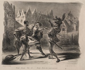 Ilustracje do Fausta: Pojedynek Fausta i Valentina, 1828. autorstwa Ferdinand Victor Eugene Delacroix