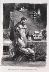 Ilustracje do Fausta: Faust w swojej garderobie, 1828. autorstwa Ferdinand Victor Eugene Delacroix