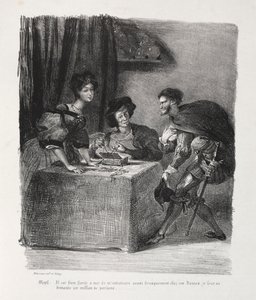 Ilustracje do Fausta: Mefistofeles jest w Marthe, 1828. autorstwa Ferdinand Victor Eugene Delacroix