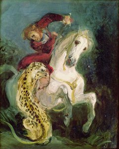 Jaguar atakujący jeźdźca, ok.1855