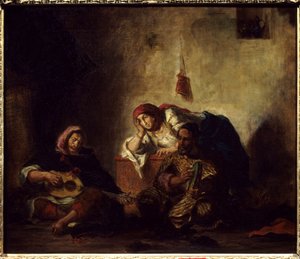 Muzycy żydowscy w Mogador (dawna nazwa Essaouira) w Maroku Obraz Eugene Delacroix 1798-1863) 1847 nd. 0,46x0,55 m Paryż, Muzeum Luwru. autorstwa Ferdinand Victor Eugene Delacroix