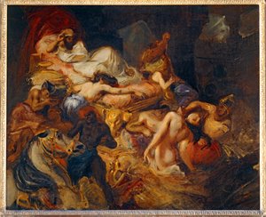 Mort de Sardanapale - Śmierć Sardanapalusa. 1826-1827. Szkic do 40-11-02/62 ... autorstwa Ferdinand Victor Eugene Delacroix