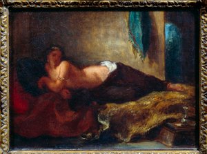 Odaliska. Obraz Eugene Delacroix (1798-1863) autorstwa Ferdinand Victor Eugene Delacroix