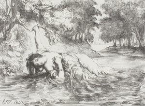 Śmierć Ofelii, 1843 autorstwa Ferdinand Victor Eugene Delacroix