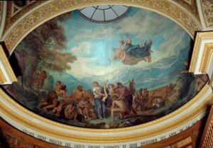 Orphee przybywa na policję wciąż dzikich Greków i uczy sztuki pokoju Fresk Eugene Delacroix (1798-1863) dekorujący kopułę biblioteki Zgromadzenia Narodowego (Palais Bourbon) 1843 Paryż autorstwa Ferdinand Victor Eugene Delacroix