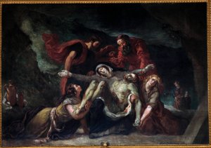 Pieta lub „Deploration”” Obraz Eugene Delacroix (1798-1863) 1844 Nd. 3,55 x 4,75 m Kościół Saint-Denis du Saint-Sacrement w Paryżu. autorstwa Ferdinand Victor Eugene Delacroix