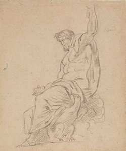Recto: Siedząca postać mężczyzny, prawdopodobnie Jowisza, na orle, wyciągając lewą rękę autorstwa Ferdinand Victor Eugene Delacroix