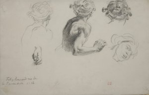 Arkusz studiów do "Sprawiedliwości Trajana", ok. 1840 (ołówek na papierze) autorstwa Ferdinand Victor Eugene Delacroix
