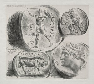 Arkusz z czterema antycznymi medalami, 1825. autorstwa Ferdinand Victor Eugene Delacroix