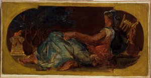 Szkic na Salon de la Paix w paryskim ratuszu: Minerve, między 1849 a 1852 (olej na płótnie) autorstwa Ferdinand Victor Eugene Delacroix