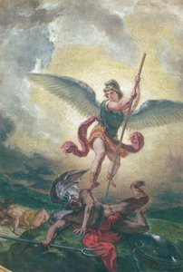 Michał walczący ze smokiem, detal, kaplica Świętych Aniołów 1849-1861 (olej i wosk na gipsie)