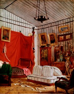 Studium do wnętrza z dwoma portretami (malarstwo, ok. 1834) autorstwa Ferdinand Victor Eugene Delacroix