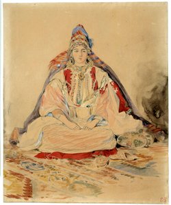 Żydowskie małżeństwo w Tangerze. Rysunek akwarelowy Eugene Delacroix (1798-1863) autorstwa Ferdinand Victor Eugene Delacroix