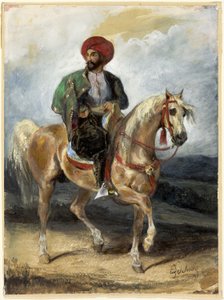 Turecki jeździec, ok. 1834 (gwasz i akwarela na papierze) autorstwa Ferdinand Victor Eugene Delacroix