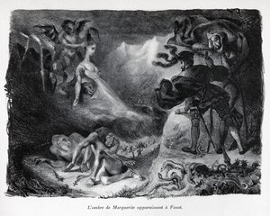 Cień Gretschen pojawia się przy Fauście autorstwa Ferdinand Victor Eugene Delacroix