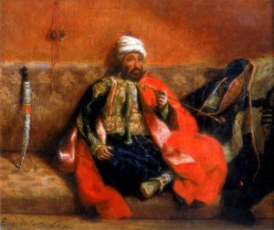 Turek siedzący i palący na kanapie, XIX w. autorstwa Ferdinand Victor Eugene Delacroix