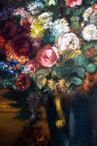 Wazon z kwiatami na konsoli, detal autorstwa Ferdinand Victor Eugene Delacroix
