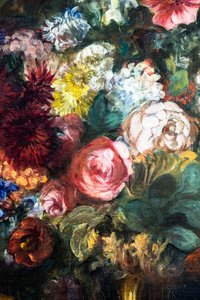 Wazon z kwiatami na konsoli, detal autorstwa Ferdinand Victor Eugene Delacroix