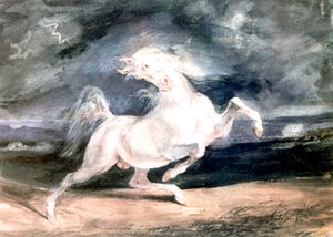 Biały Koń, XIX w. autorstwa Ferdinand Victor Eugene Delacroix