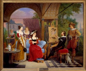 Pierre Paul (Pierre-Paul) Rubens (lub Peter Paul lub Petrus Paulus) (1577-1640) w swoim warsztacie malującym „”słomkowy kapelusz”, jego modelką jest Suzanne Fourment, jego szwagierka. Obraz Ferdinanda de Braekeleer dit l