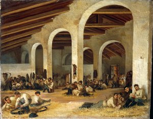 Koszary w Modenie, reż. Ferdinando Buonamici, olej na płótnie autorstwa Ferdinando Buonamici