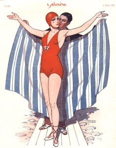 Przednia okładka „Le Sourire”, lipiec 1929 (litografia kolorowa) autorstwa Fernand Couderc
