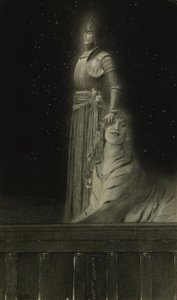 Avec Verhaeren: Un Ange With Verhaeren: An Angel, 1889. autorstwa Fernand Khnopff