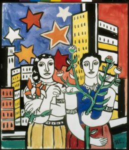 Zwei Figuren mit Blumen