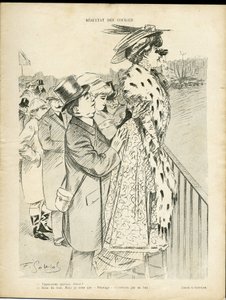 Ilustracja Gottloba (1873-1935) w Le Lire, 21.12.07 - Wyniki wyścigów - Miłość, Moda, Życie bogatych, Hippizm - Kobiety autorstwa Fernand Louis Gottlob