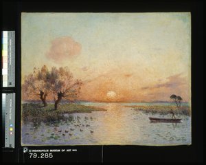 A lagoa ao pôr do sol (La Mare Au Coucher Du Soleil) (óleo sobre tela)polonês