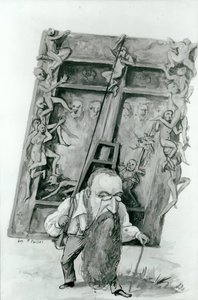 Portret Auguste Rodina niosącego bramy piekielne (wc na papierze) autorstwa Fernand Paillet