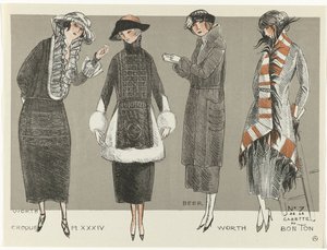 Gazette du Bon Ton, 1920 - nr 7, Croquis Pl XXXIV: Worth / Beer / Worth (tytuł na obiekcie)