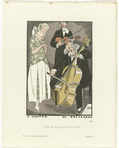 Gazette du Bon Ton, 1920 - nr 9, pl. 66: O Maitre el Relicario / Suknia obiadowa obszyta wstążką (tytuł na obiekcie)