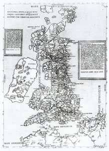 Wyspa brytyjska, która zawiera królestwa Anglii i Szkocji sąsiadujące z Irlandią, grawerowane przez Paulo Forlani, 1562 (rycina miedzi) autorstwa Fernando Bertelli