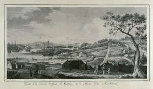 MALASPINA, Alejandro (1754-1809). Włosko-hiszpański nawigator i odkrywca; BRAMBILA, Fernando (1763-1834). Malarz. Australia (XVIII w.). Angielska kolonia Nowej Południowej Walii. Rysunek Fernando Brambili ilustrujący wyprawę naukową Alejandro Mal