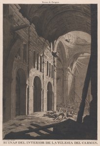 Widok ruin wnętrza kościoła Nuestra Senora del Carmen w Saragos..., 1808-14