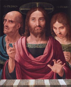 Salvator Mundi między świętymi Piotrem i Janem, ok. 1507 (olej na drewnie) autorstwa Fernando Yanez de Almedina
