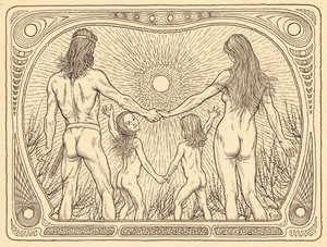 Sonnenwanderer, tablica 12, z teki „Lebenszeichen”, wyd. 1908 w Berlinie przez Fritza Heydera Verlag autorstwa Fidus