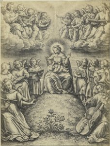 Fotoreprodukcja van de gravure Le concert des anges door Hieronymus Wierix Koncert aniołów autorstwa Fierlants