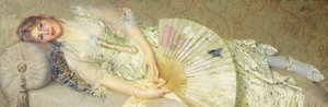 Młoda kobieta leżąca na sofie autorstwa Filadelfo Simi