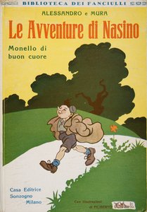 Przednia okładka Przygody Nasino, bachor z dobrym sercem Alessandro e Mura, ok. 1920 autorstwa Filiberto Scarpelli