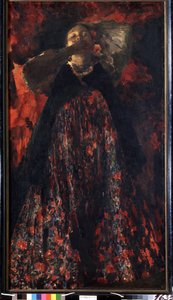 Dziewczyna (Dziewczyna). Chłopka w tradycyjnym stroju. Obraz Filipp Andreevich Maliavin (Maliavine) (lub Andreyevich Malyavin) (1869-1940), olej na płótnie
