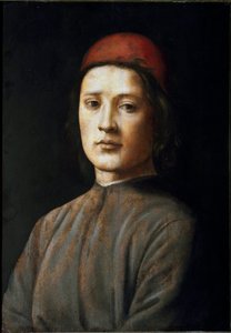 Portret młodego mężczyzny w czerwonym kapeluszu Obraz Filippi Lippi (1457-1504) XV-wieczna Florencja, Galleria degli Uffizi (Biura) autorstwa Filippino Lippi