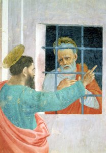 Św. Piotr odwiedzony w więzieniu przez św. Pawła, ok. 1480, fragment fresku z 63300 autorstwa Filippino Lippi